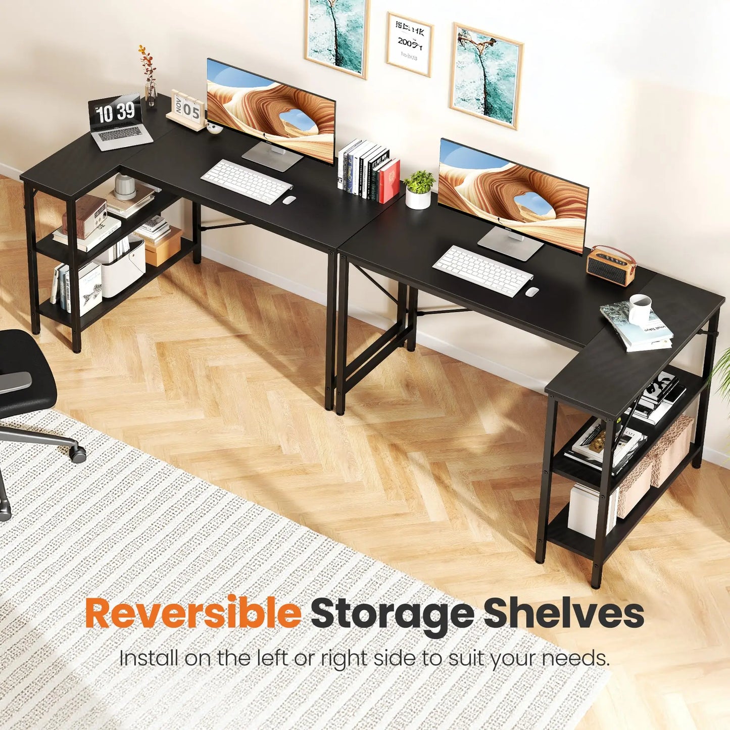 JHK L Shaped Desk for Home Office with Builtin Storage