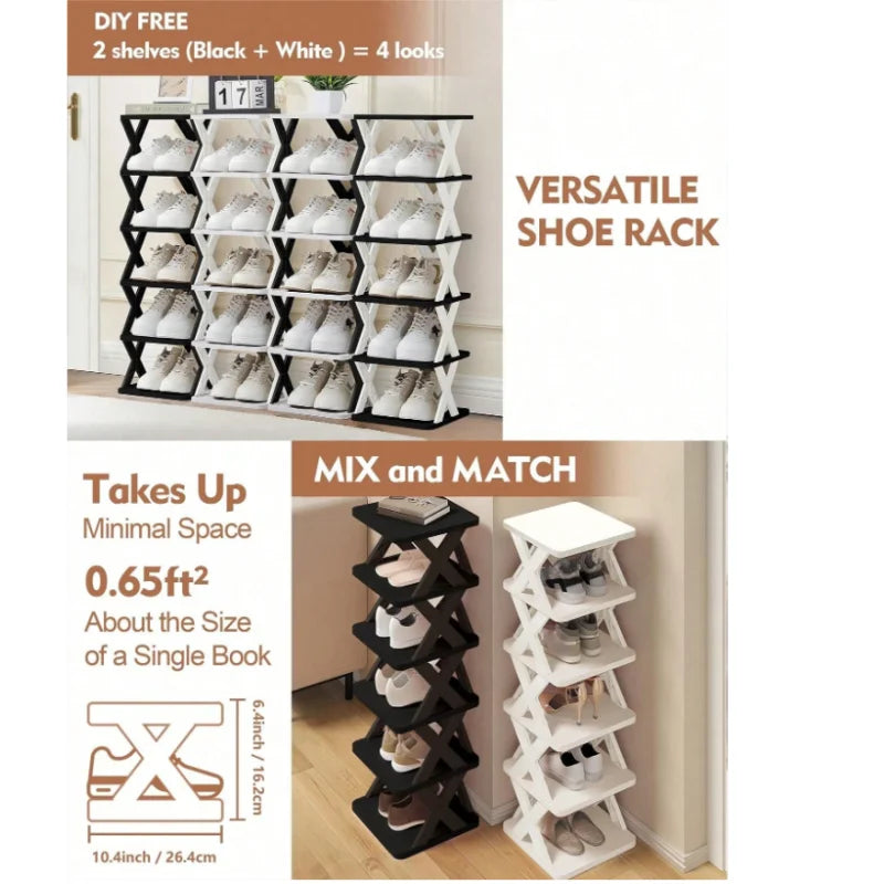 Multi Level Vertical Plastic Shoe Storage Organizer