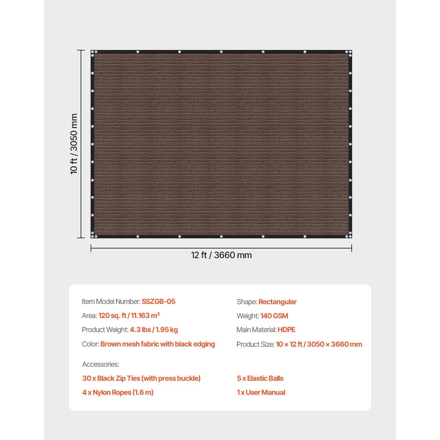 SucceBuy 140GSM HDPE Shade Cloth For Outdoor Garden And Backyard