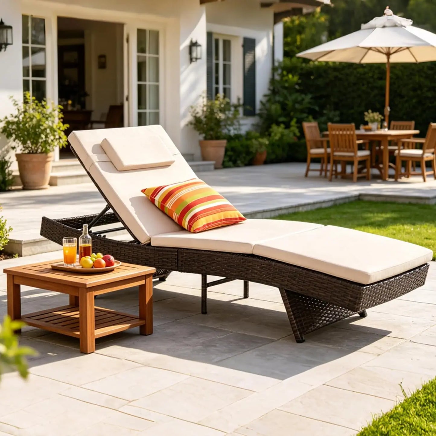 GUOHE Wicker Chaise Lounge Chairs Outdoor Patio Set of 4
