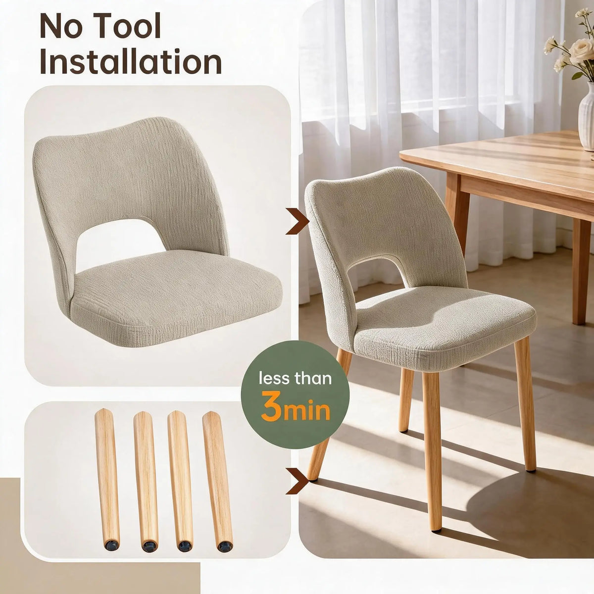 HiMISS Modern Upholstered Dining Chairs With Butterfly Backs