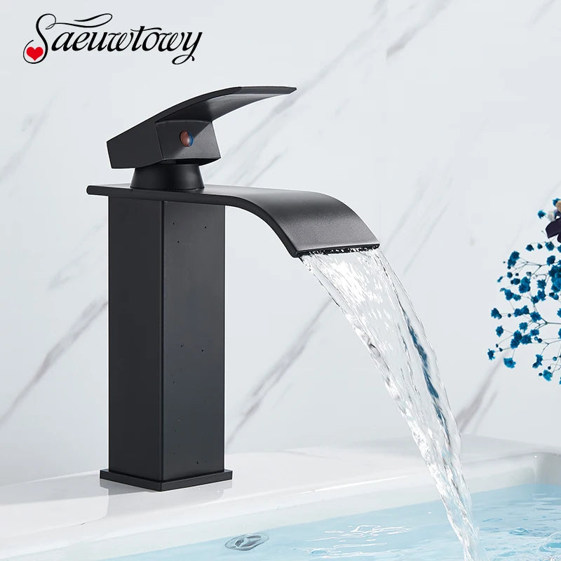 Saeuwtowy Single Handle Waterfall Bathroom Basin Faucet