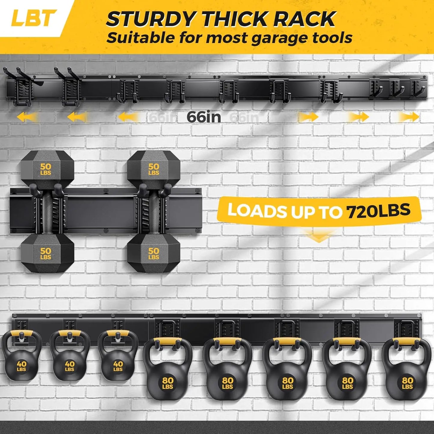 Heavy Duty Garage Tool Organizer Wall Mount Metal Storage Rack