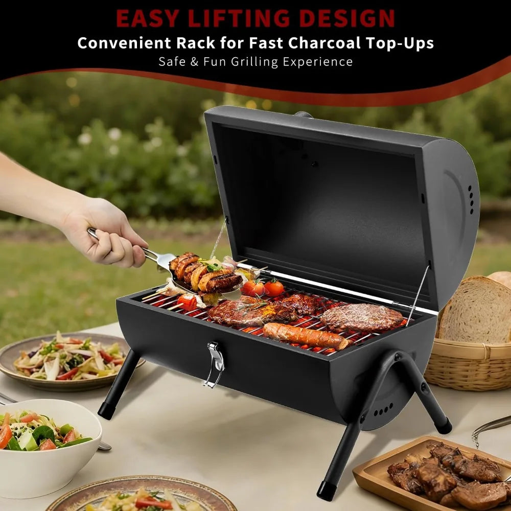 NBVCX Portable Charcoal Tabletop Grill Smoker for Outdoor Camping