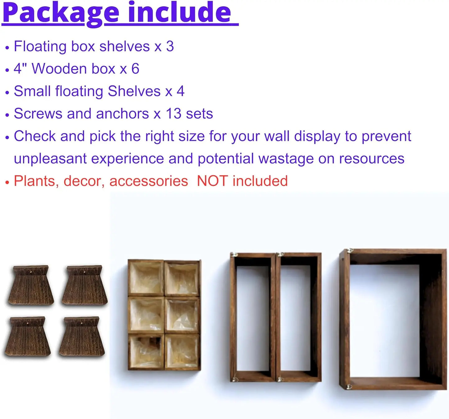 Wooden Floating Shelves 13-Piece Set For Indoor Plants And Decor
