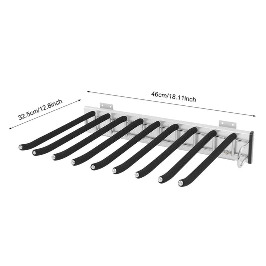 9-Rod Side Mounted Trouser Hanger With Pull-Out Rack Flocked Bars