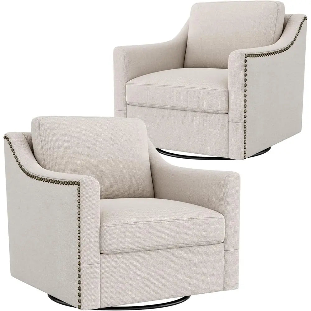 UKMJ Swivel Armchairs Set of 2 With Nailhead Trim Elegance