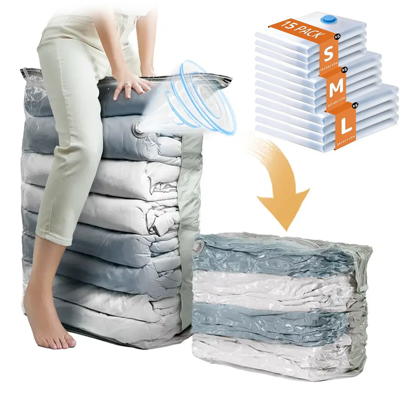 Vacuum Storage Bags for Clothing and Bedding Reusable