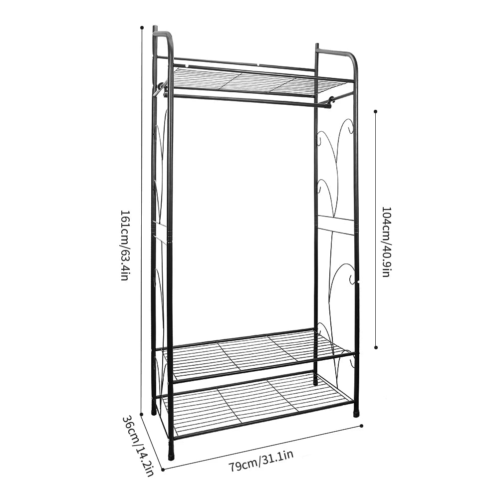 Heavy Duty Metal Clothes Rack Coat Stand Home Storage Organizer