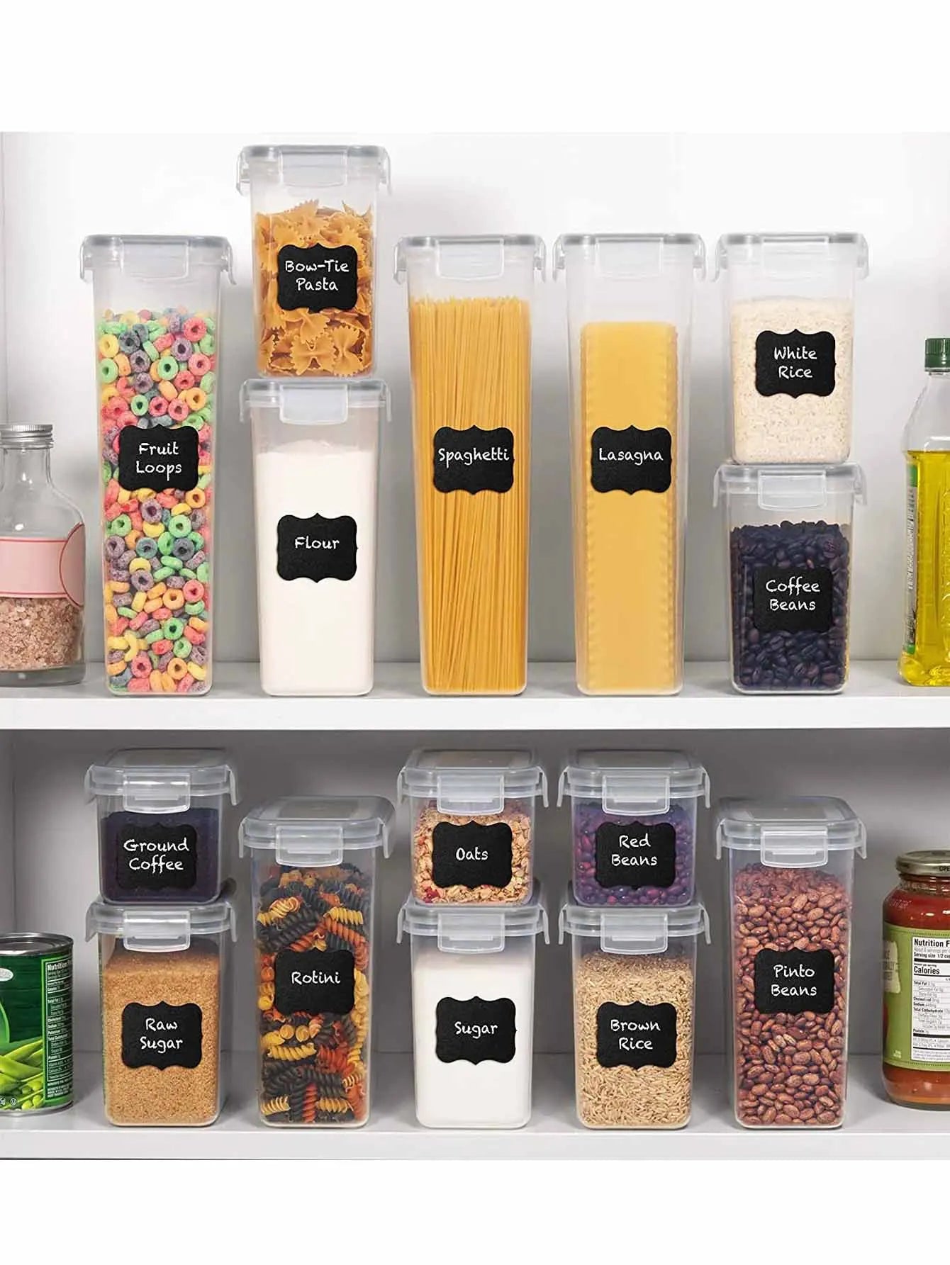 24 Piece Airtight Food Storage Containers With Labels For Spices