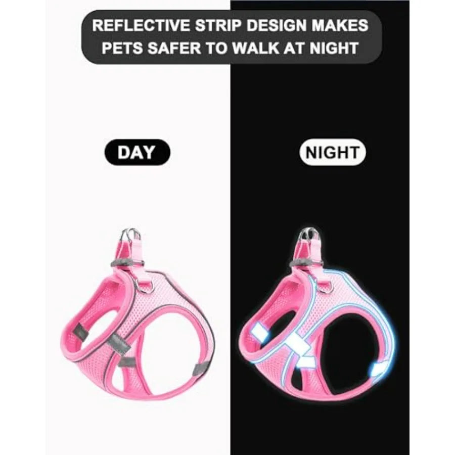 S Soft Mesh Dog Harness and Leash Set, No Escape Puppy Harnesses for Training Walking Reflective Adjustable Puppy Vest for Smal