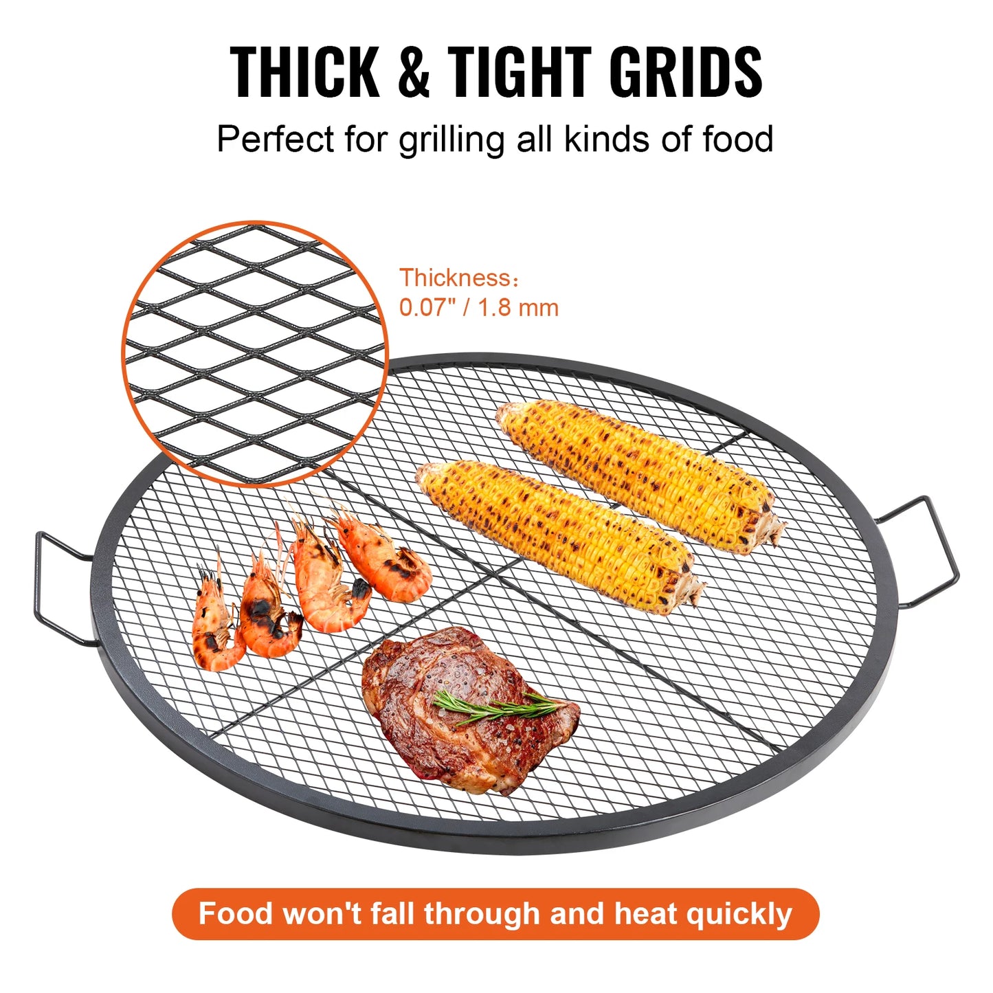 VEVOR X Marks Fire Pit Grill Grate Round Cooking Grid
