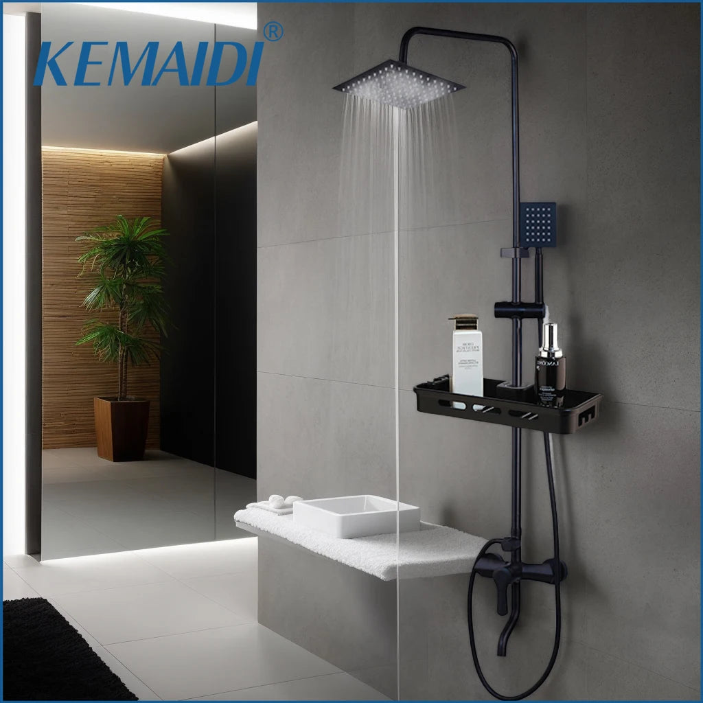 Kemaidi Rainfall Shower Faucet Single Lever Bathtub Mixer With Shelf
