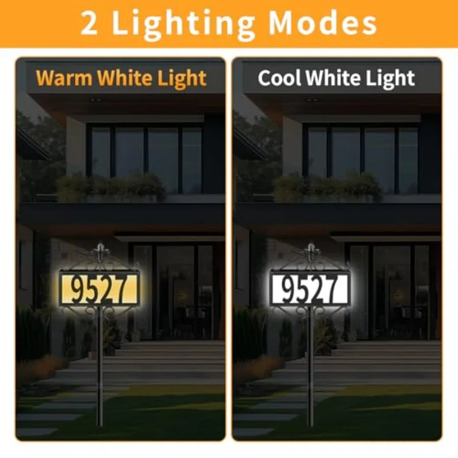 Metal Solar Address Signs For Yard With Custom House Numbers