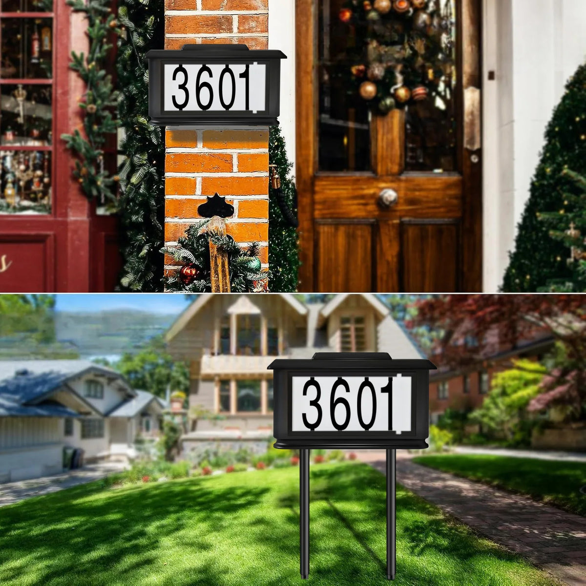 Solar Outdoor House Number Sign Light With LED Address Display