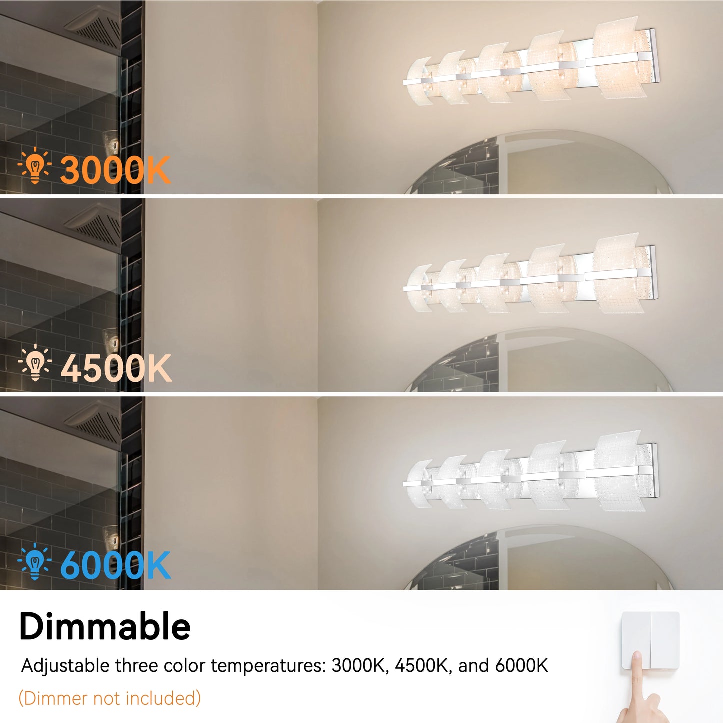 Modern Bathroom LED Wall Light Fixtures Over Mirror