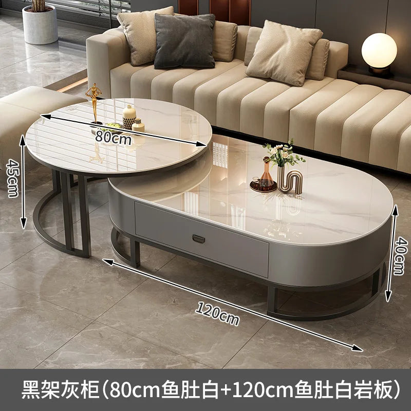 QWC Modern Nordic Wood Coffee Table With Built In Storage