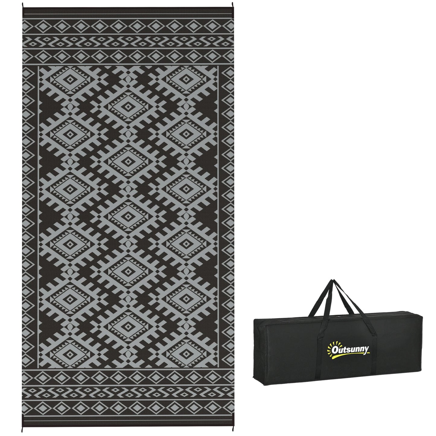 Outdoor Geometric Rug Rhombus Border Nonwoven Polypropylene Floor Mat