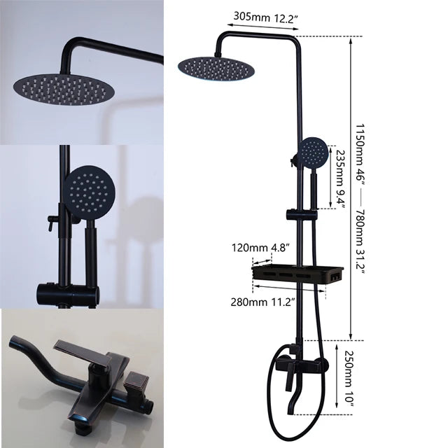 Kemaidi Rainfall Shower Faucet Single Lever Bathtub Mixer With Shelf