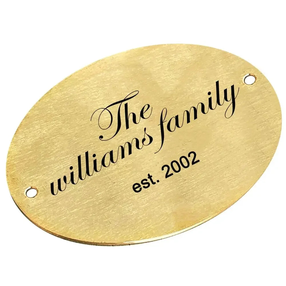 XMSJ Brass Personalized Oval House Name And Number Address Sign