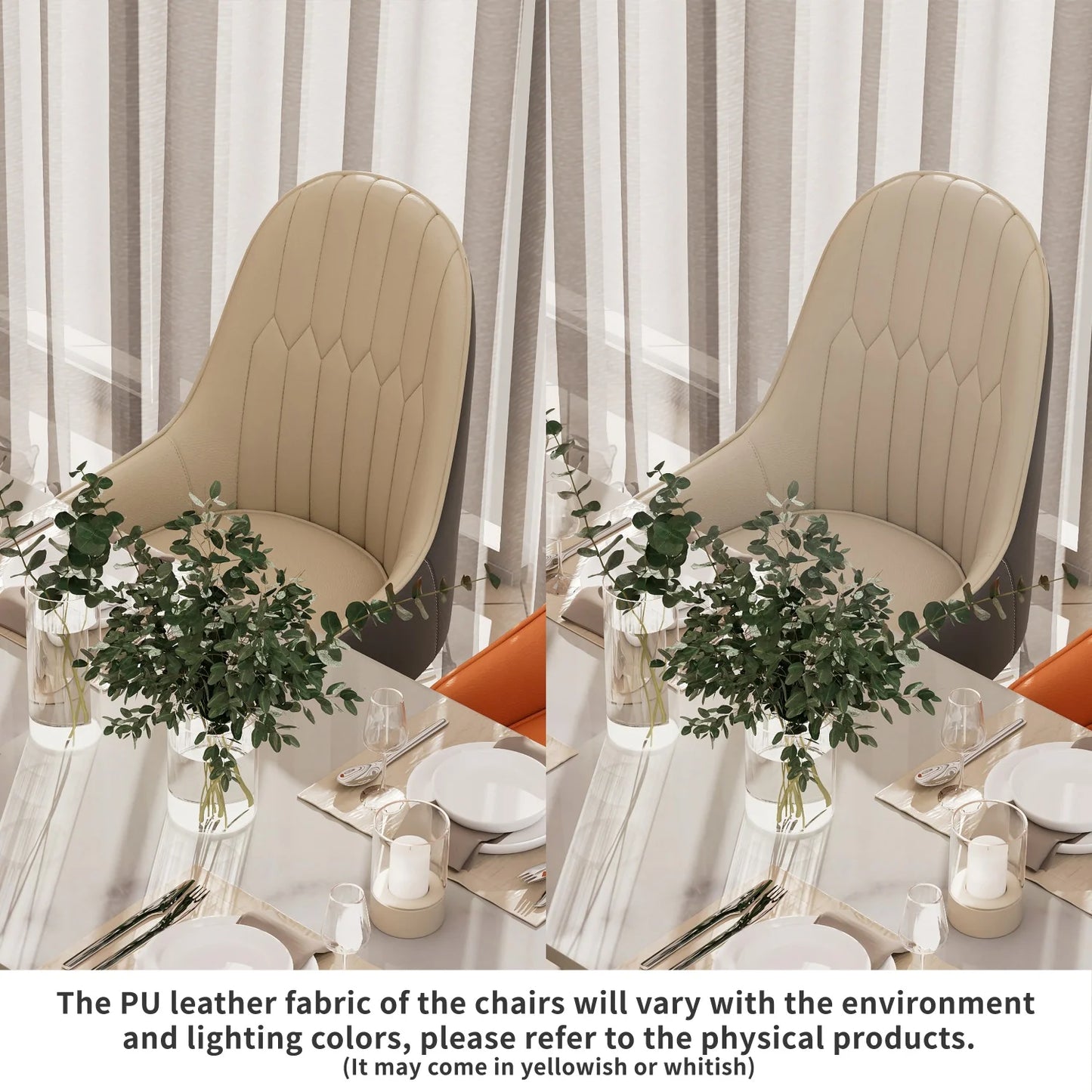 Two Premium Faux Leather Dining Chairs With Metal Legs