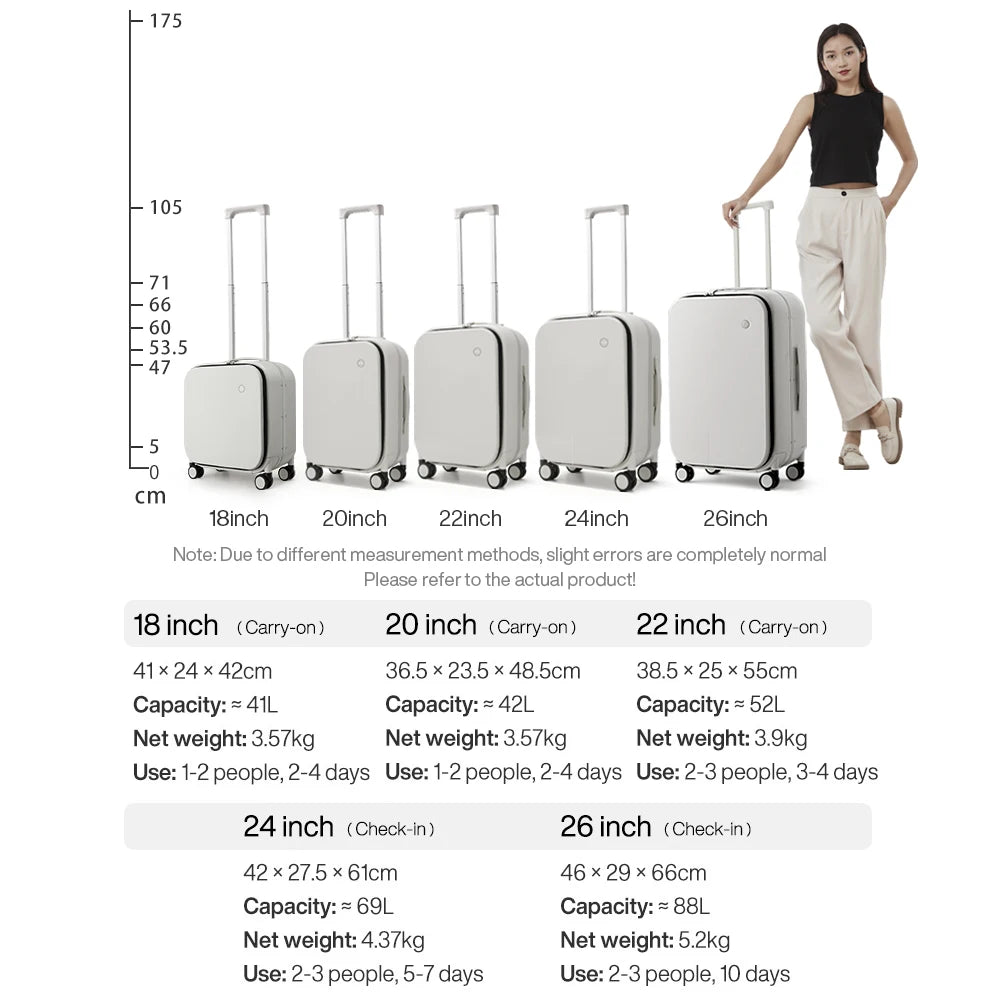 Mixi Aluminum Frame Front Opening Rolling Luggage M9291