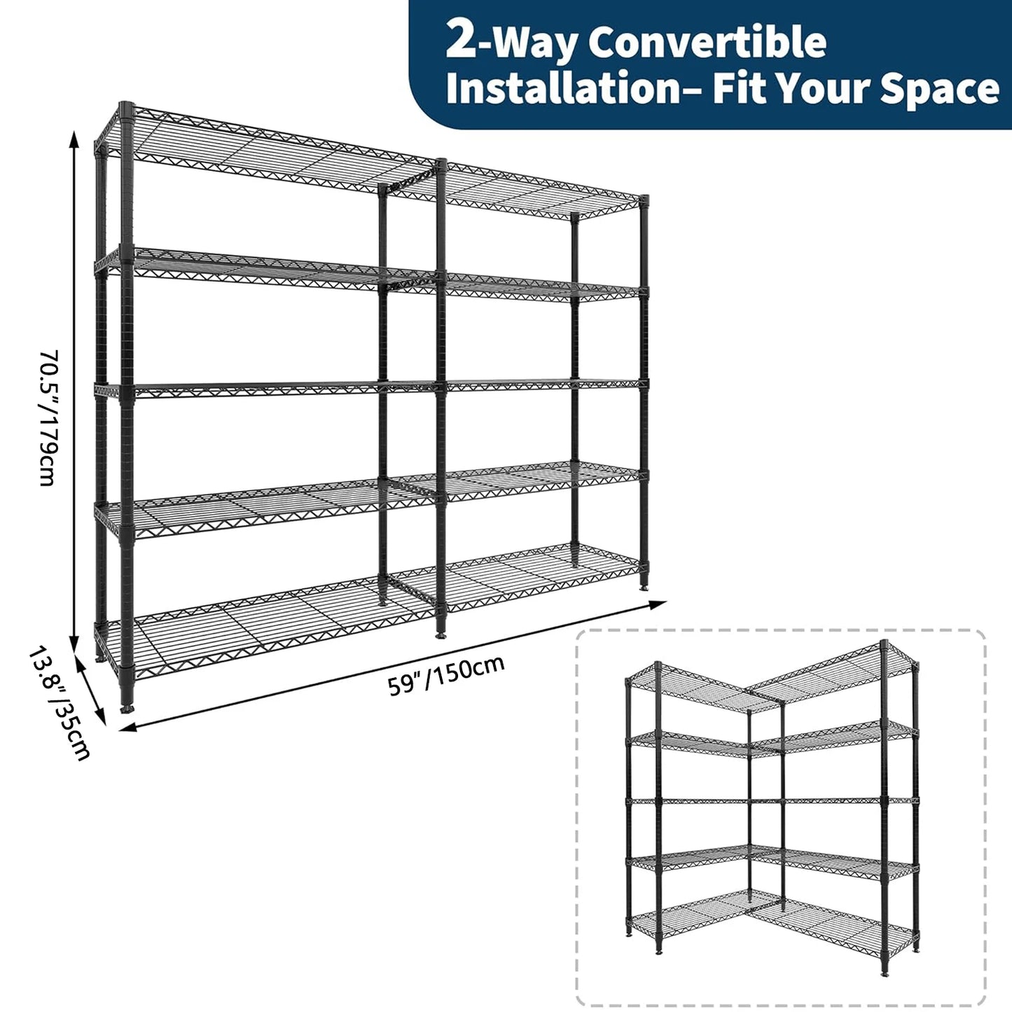 TWISTER.CK Heavy Duty 5 Tier Metal Shelving Unit For Kitchen Garage