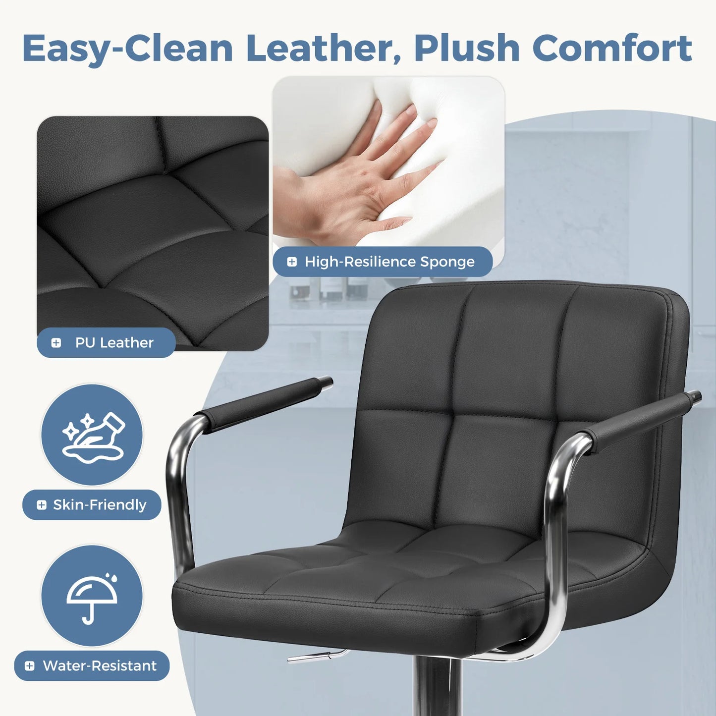 JHK Ergonomic PU Leather Armrests Office Chair With Adjustable Height