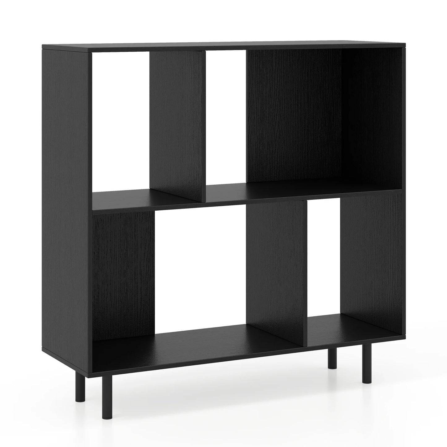 HOMASIS Open Shelf Bookcase Midcentury Modern Cube Storage Four Compartments