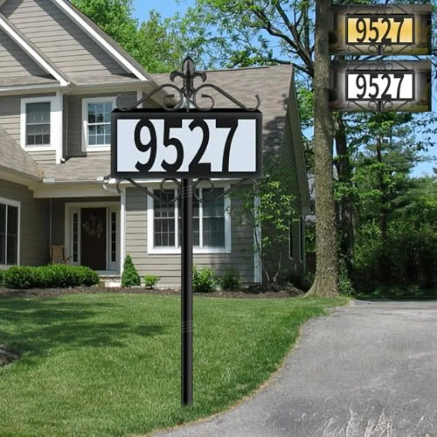 Metal Solar Address Signs For Yard With Custom House Numbers