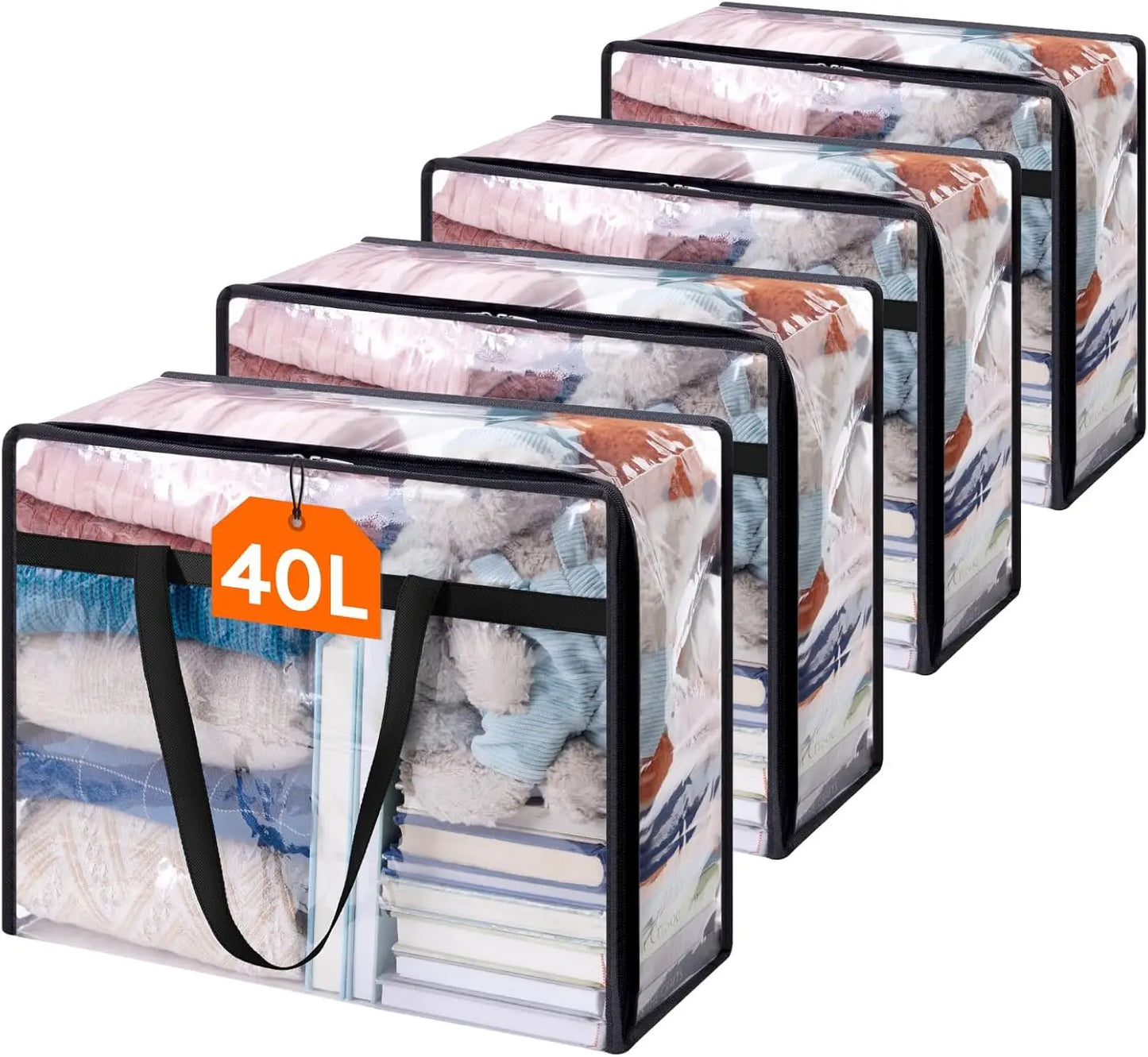 Clear Vinyl Clothes Storage Bags With Zipper 4 Pack