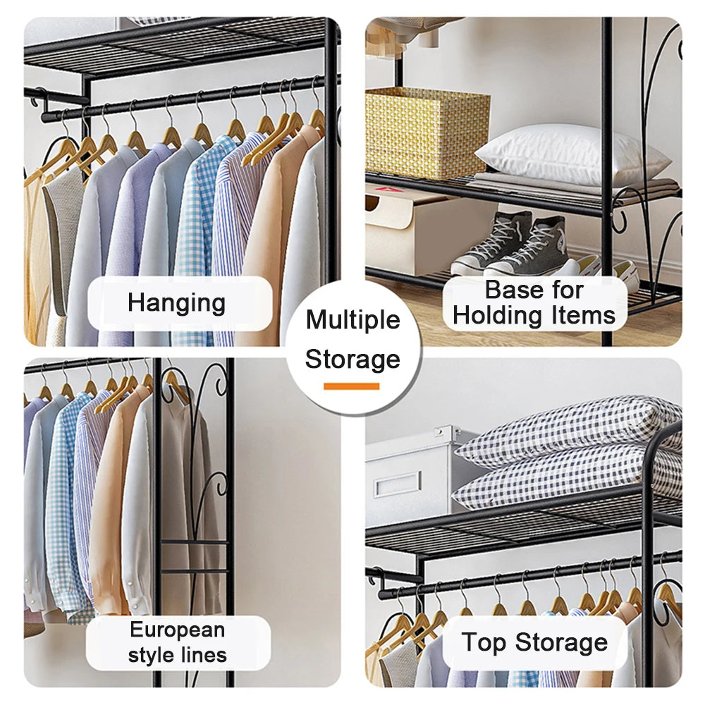 Heavy Duty Metal Clothes Rack Coat Stand Home Storage Organizer
