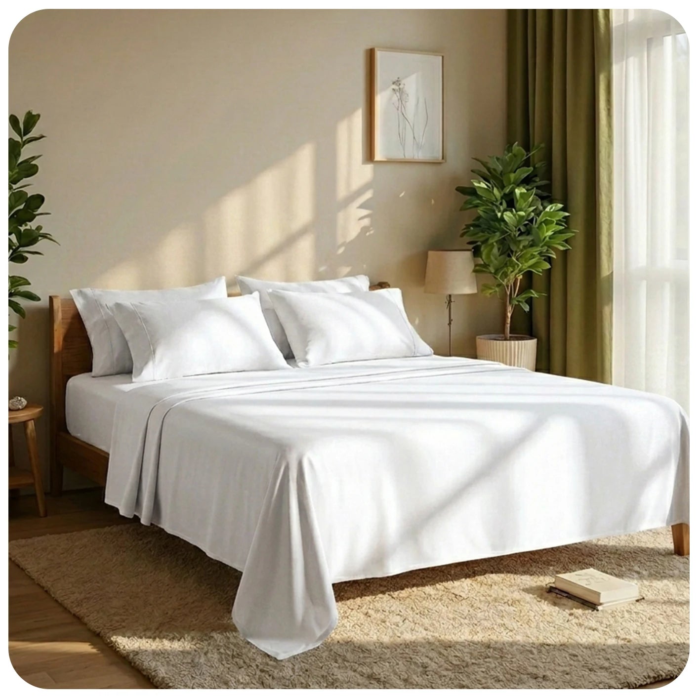4 Piece Bedding Set With Double Sided Brushed Fabric And Easy Care Fitted Sheet