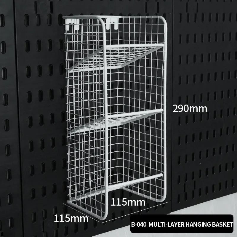 Wall Mounted Pegboard Organizer With Shelves For Desk Accessories