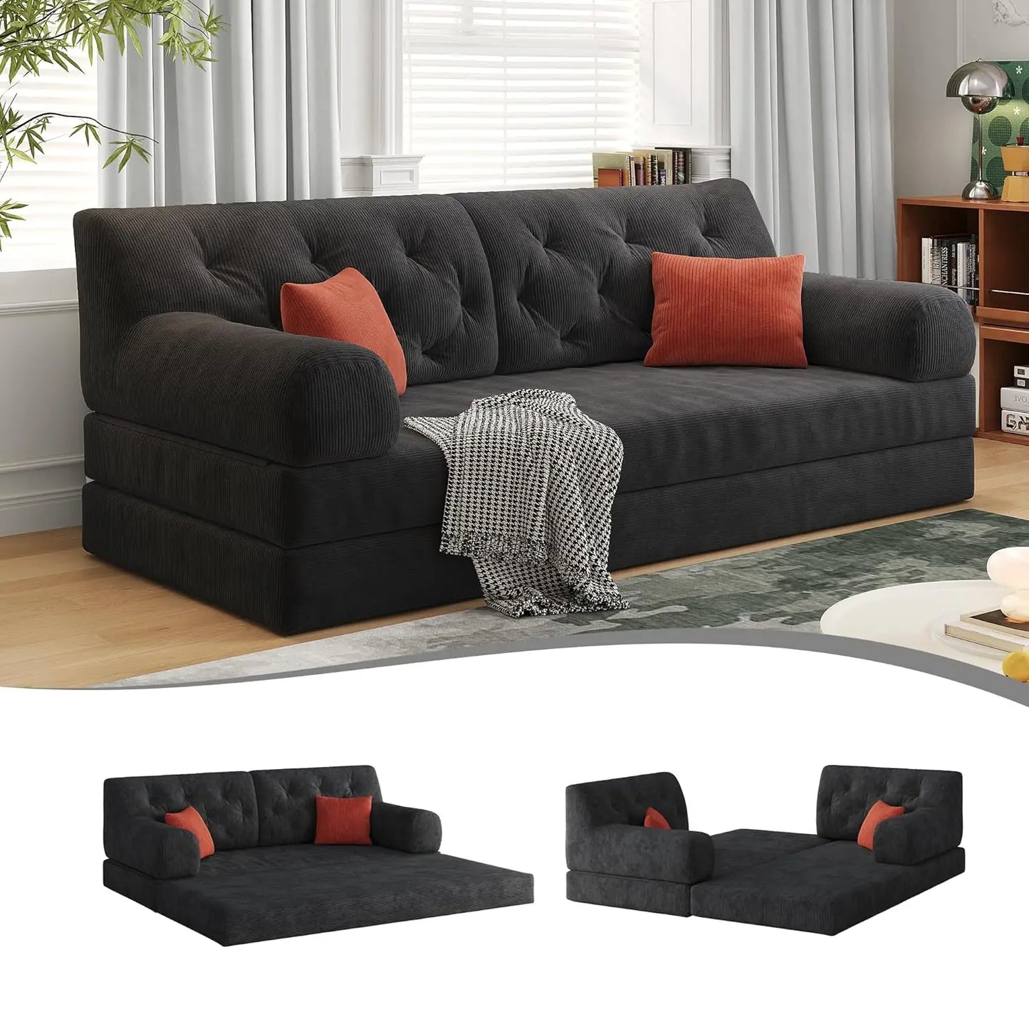 Convertible Sofa Bed With Pillows Corduroy Sleeper Sofa Frame