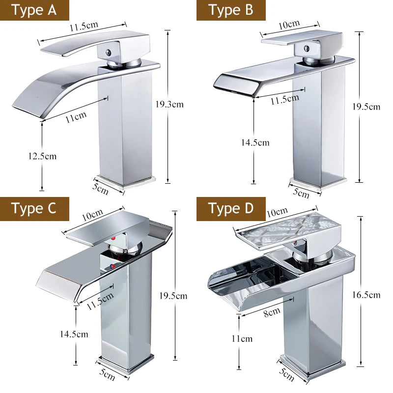 Saeuwtowy Single Handle Waterfall Bathroom Basin Faucet