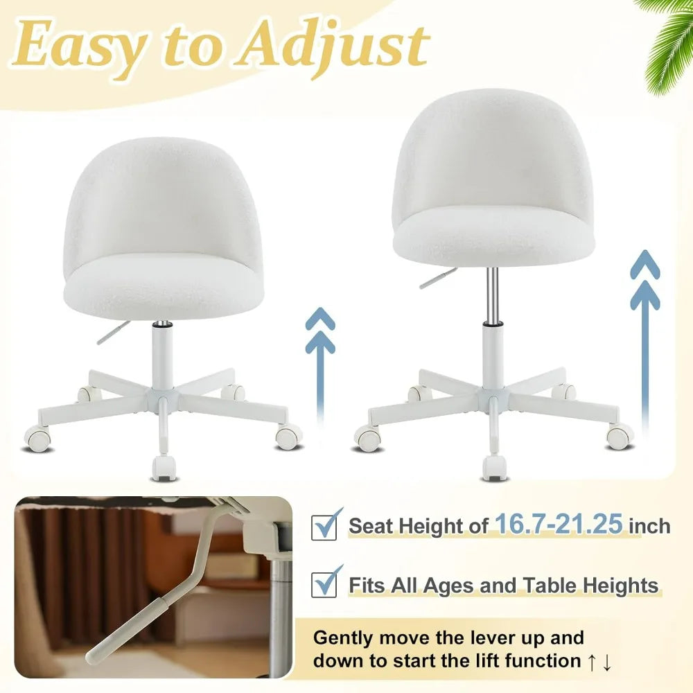 Velvet Vanity Chair With Back And Silent Wheels For Office