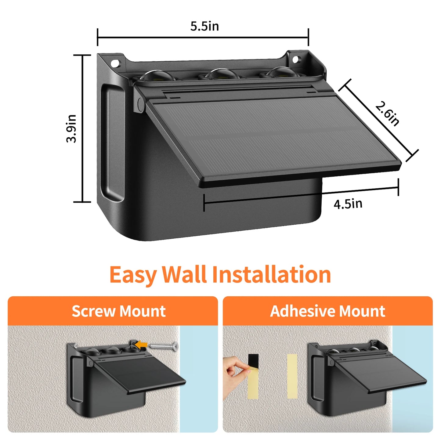 Intelamp Solar Wall Lights With Adjustable Outdoor LED Lighting