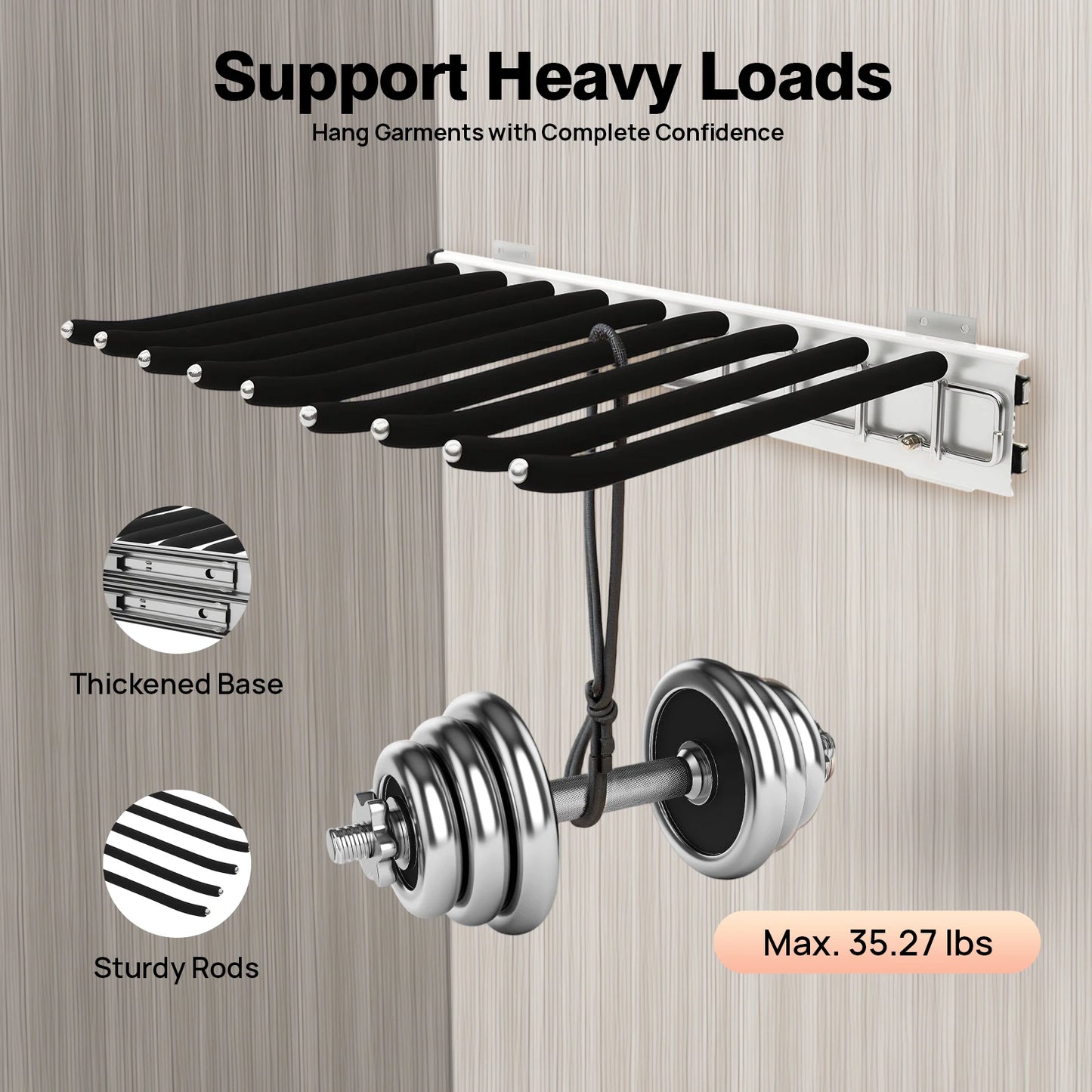 9-Rod Side Mounted Trouser Hanger With Pull-Out Rack Flocked Bars