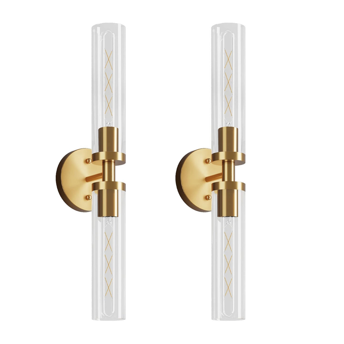 LONGREE Modern Hardwired Matte Black Gold Nickel Bathroom Sconces Set Of 2