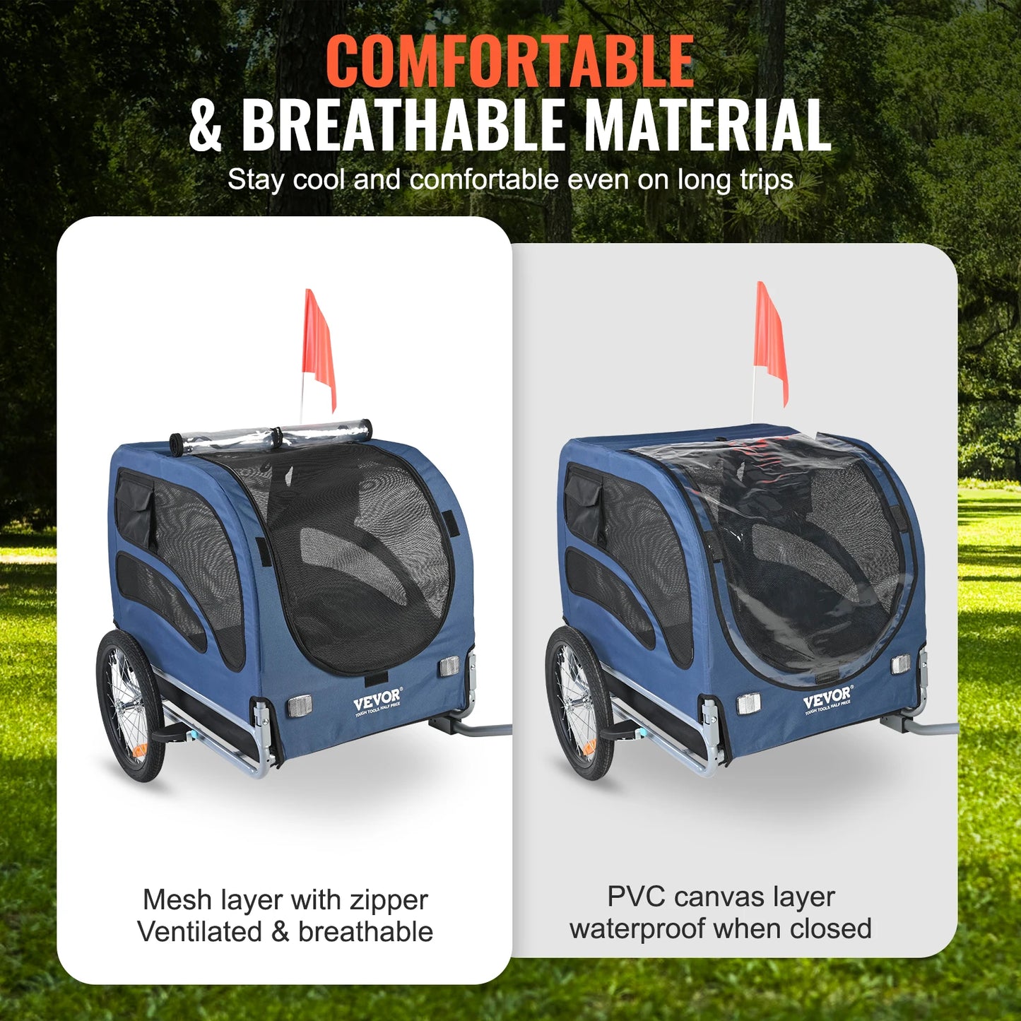 Pet Bicycle Trailer Carrier For Dogs With Collapsible Coupler Reflectors