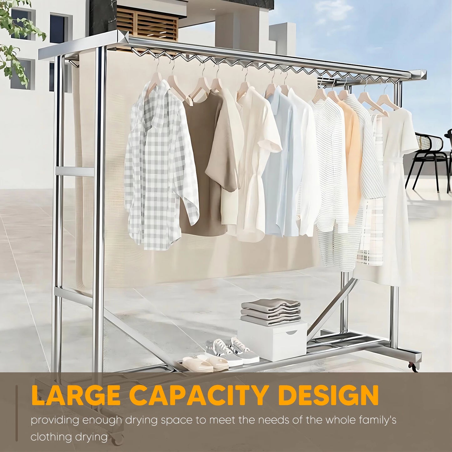 Stainless Steel Floor Drying Rack Heavy Duty Standing Laundry Stand