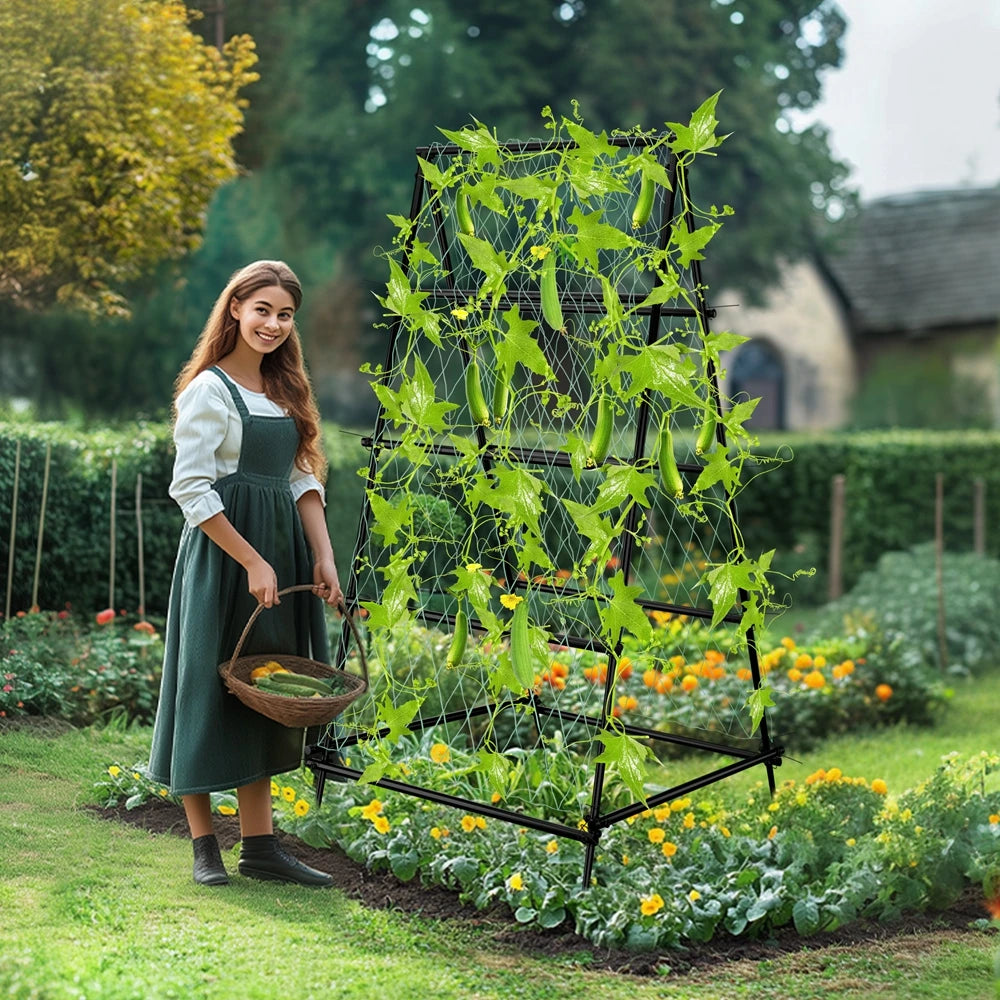 Wisfor A Shaped Metal Garden Trellis Arch Plant Support Netting