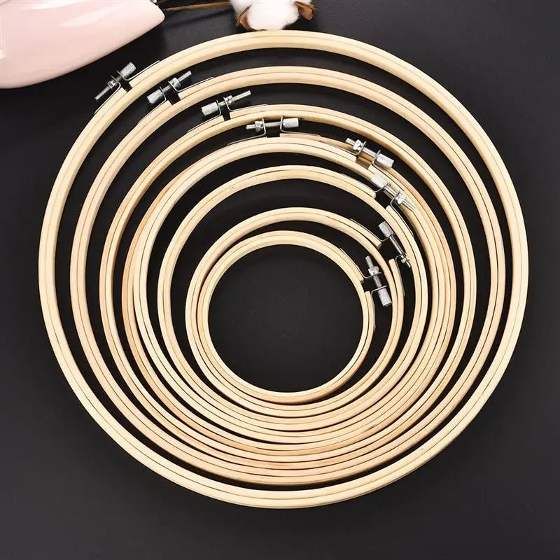 Wooden Embroidery Hoops Set Bamboo Frames For DIY Cross Stitch