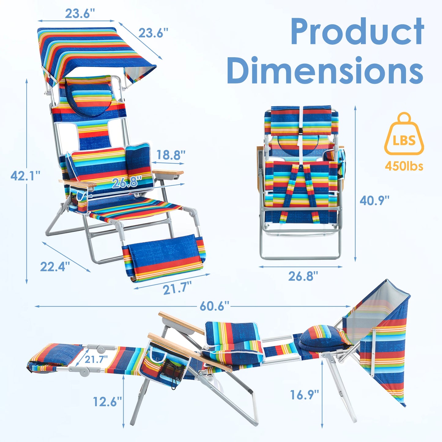 TCGBKAF Backpack Beach Chair With Five Position Footrest