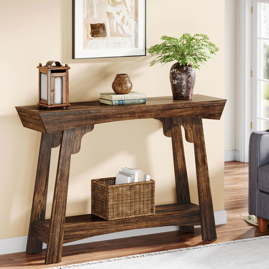 Tribesigns Wood Entryway Console Table With Two Tier Storage Shelf