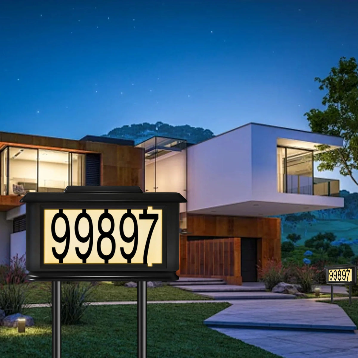 Solar Outdoor House Number Sign Light With LED Address Display