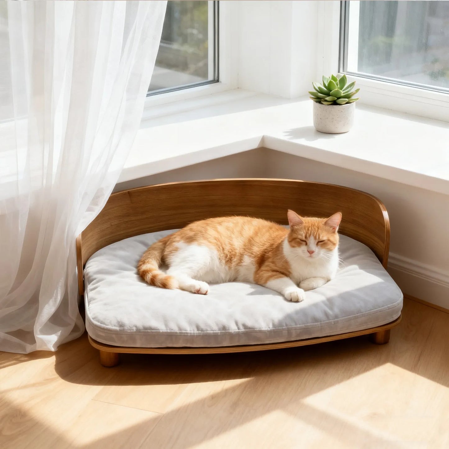 BORWART Elevated Wood Pet Sofa Bed For Small Dogs With Cushion