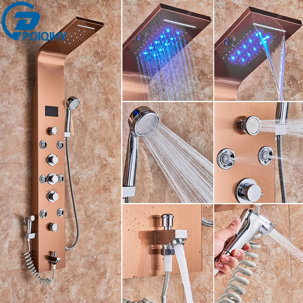 Poiqihy Bathroom Shower Faucet With Handheld Shower Panel