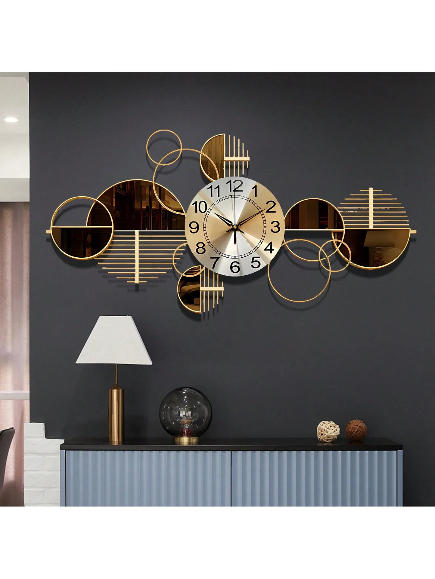 Metal Wall Clock Decorative 3D Metal Wall Art Clock For Living Room Bedroom Creative Modern Big Decor With Silent No